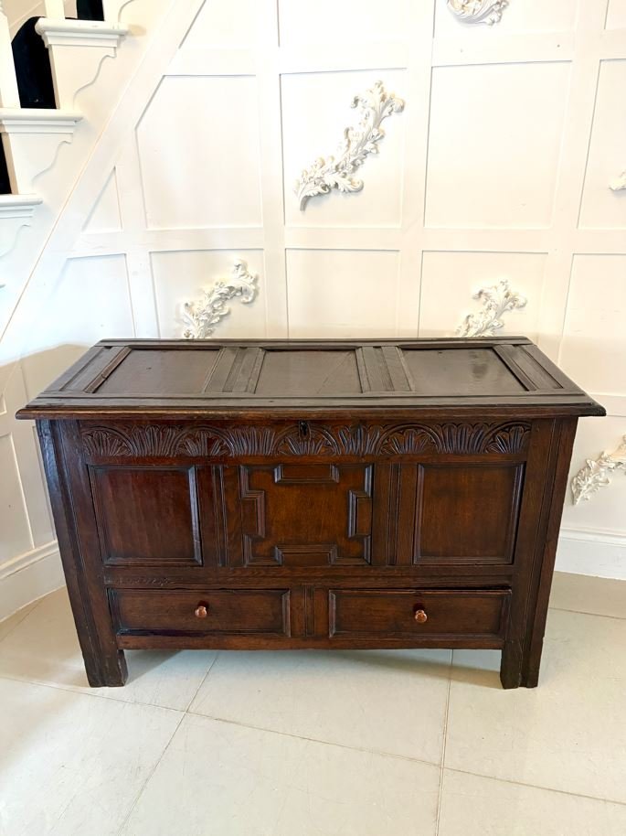 Antique 17th Century Quality Oak Mule Chest